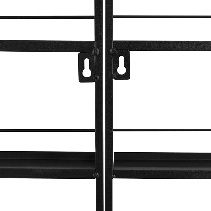 Wall-Mounted Nail Polish Storage Racks Metal Nail Polish Holder 5 Tiers Salon Wall Shelf Organizer Wall Shelf for Nails Salons, Beauty Shops, Stores (1 Middle Rack, 2 Side Racks, Black)