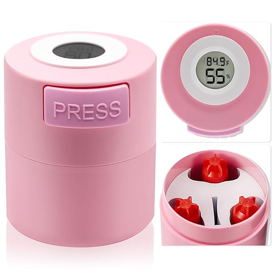 Pretty memory Eyelash Glue Storage Container with Thermometer, Lash Glue Holder Eyelash Extensions Adhesive Jar Stand Sealed Lash Extension Supplies, Pink