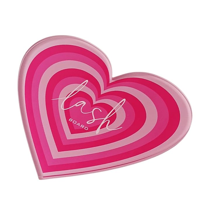 Grafting False Eyelash Acrylic Extension Pallet, Eyelash Extension Tweezers Plate Pad Makeup Palette Individual Training Tools (Heart-shaped（4.72x3.54inch）)