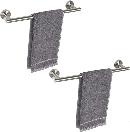 TocTen Bath Towel Bar - 2 Pack Thicken SUS304 Stainless Steel Towel Rack for Bathroom, Bathroom Hardware Accessories Towel Rod Heavy Duty Wall Mounted Towel Holder (16 Inch, Brushed Nickel)