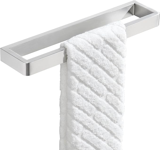 APLusee Towel Holder Brushed Nickel 304 Stainless Steel, Rustproof & Heavy-Duty, 11.7 Inches Secure Wall Mounted bar, Ideal for Hand Towels & Bath Towels