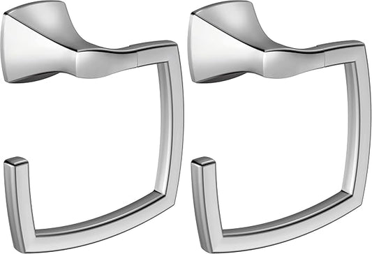 Moen YB5186CH Voss Collection Modern Square Wall Mount Bathroom Hand Towel Ring, Chrome (Pack of 2)