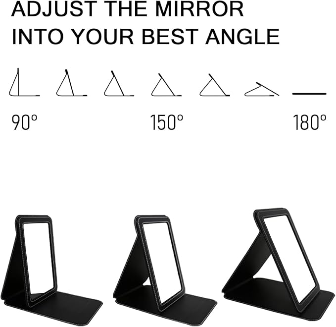 Desk Folding Mirror Portable, Travel Makeup Compact Mirror PU Portable Adjustable Rectangular Ultrathin Vanity Mirror with Stand, for Travel, Camping,Home, Office, Gifts (Van Gogh's Lrises)