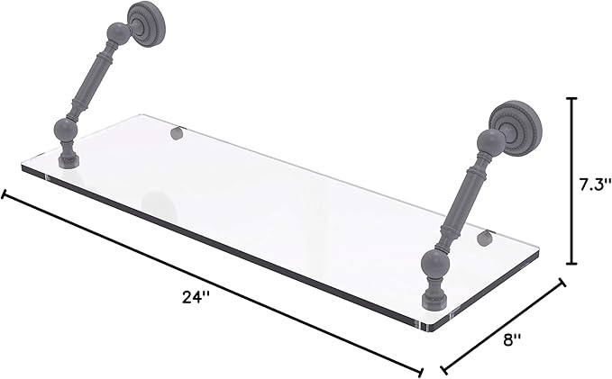 Allied Brass DT-1-24 Dottingham Collection 24 Inch Floating Glass Shelf, Matte Gray