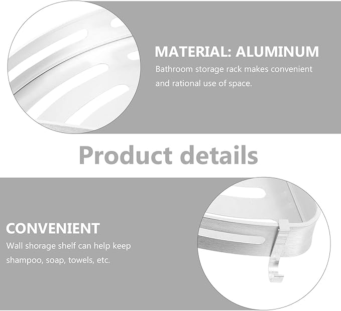 DOITOOL Triangle Wall-Mounted Storage Rack Aluminum Space-Saving Shelf for Bathroom Kitchen Toilet Silver Organizer with Large Capacity and Creative Design