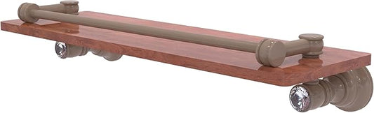 Allied Brass CC-1-16-GAL-IRW-SHB Carolina Crystal Collection 16 Inch Wood Shelf with Gallery Rail, Shaded Beige