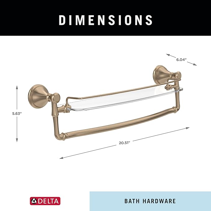 DELTA 79710-CZ, 18" Glass Shelf with Bar, Champagne Bronze