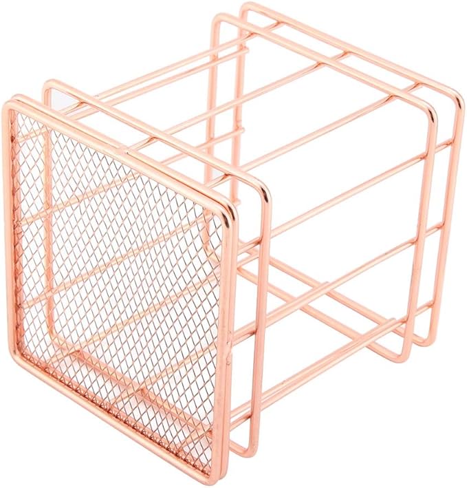 Fdit Makeup Storage Basket Organizer Rose Gold Iron Cosmetic Storage Holder Desktop Decor Household Woman Girl Lady(B)