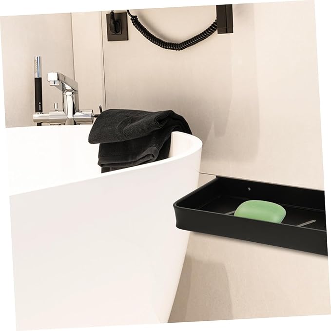 Wall-Mounted Storage Rack 40CM Adhesive Kitchen Bathroom Shelf Space Aluminum Organizer Black No Drill Installation for Sundries