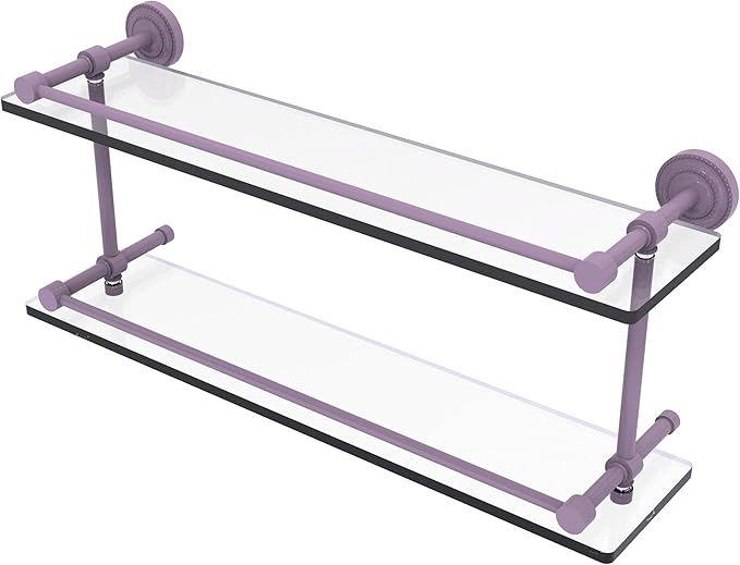 Allied Brass DT-2/22-GAL-LVN Dottingham 22 Inch Double Glass Shelf with Gallery Rail, Lavender