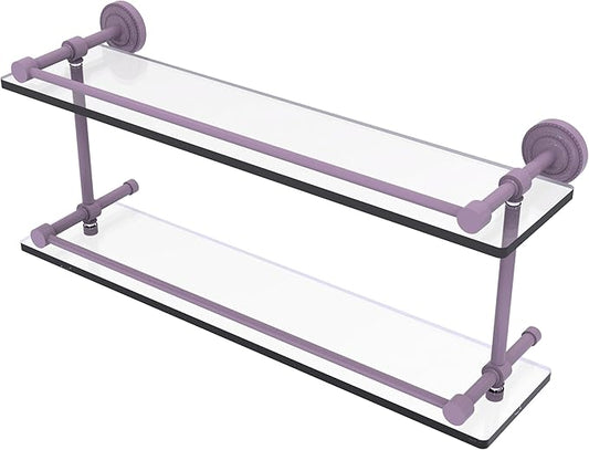 Allied Brass DT-2/22-GAL-LVN Dottingham 22 Inch Double Glass Shelf with Gallery Rail, Lavender