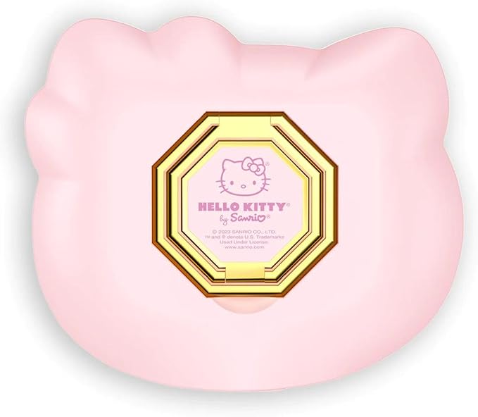 Impressions Vanity Hello Kitty 3X Magnifying Pocket Mirror with Stand, Adjustable Brightness Daylight LED Lighted Compact Makeup Mirror for Desk, Travel, Purse (Pink)