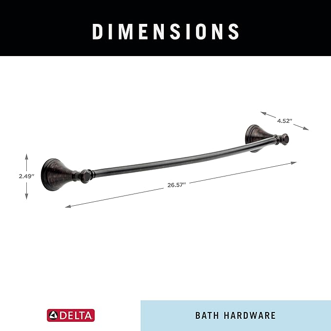DELTA FAUCET 79724-RB Cassidy 24-in Wall Mount Towel Bar Bath Hardware Accessory in Venetian Bronze