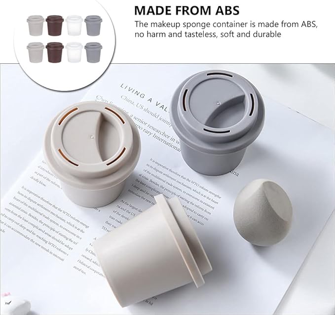 Beaupretty Makeup Sponge Storage Box Coffee Cup Design Cosmetic Powder Puff Holder Travel Portable 8 Pcs Breathable Makeup Organizer Case