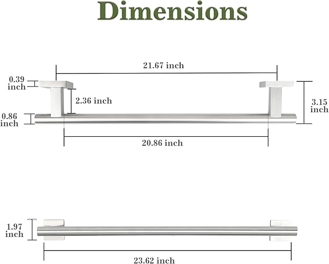 Alise Bathroom Towel Bar, 24 Inch Towel Racks for Bathroom, SUS304 Stainless Steel Hand Towel Holder Heavy Duty Towel Rack Wall Mounted Brushed Nickel Towel Bar