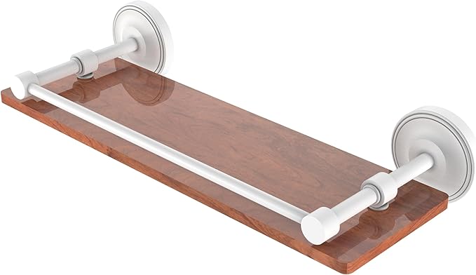 Allied Brass PRBP-1-16-GAL-IRW-WHM Prestige Regal Collection Solid IPE Ironwood Shelf with Gallery Rail, 16", Matte White
