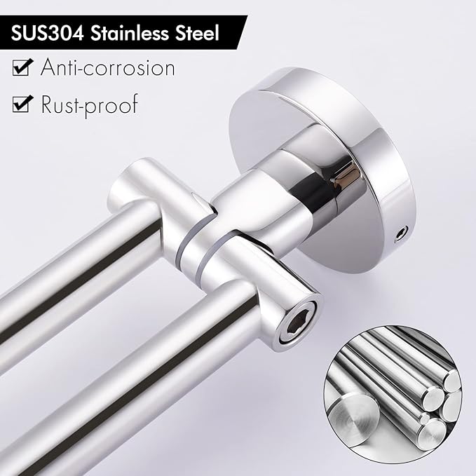 KES Swivel Towel Bar for Bathroom 9-Inch Kitchen Swing Out Double Towel Bar 2-Arm Kitchen Wall Mounted SUS 304 Stainless Steel Polished, A2106S23