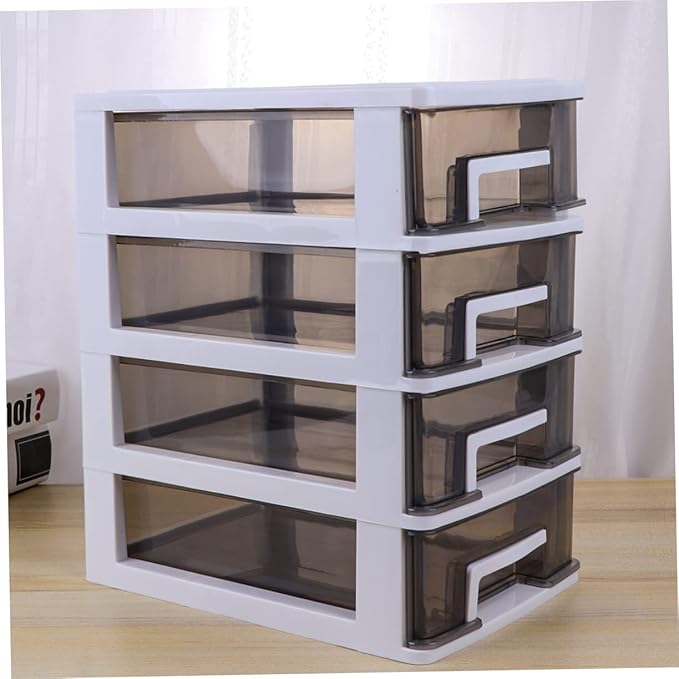Outanaya Four-layer Plastic Drawer Storage Cabinet Transparent Multifunctional Organizer for Office Bathroom and Home Use Neat and Orderly Desktop Sundries Holder