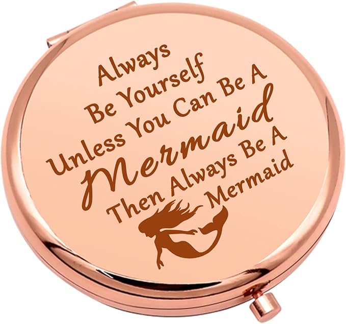 Mermaid Gifts for Girls Inspirational Present Compact Makeup Mirror for Sister Daughter Niece Mermaid Lover Gifts for Women Encouragement Present Folding Makeup Mirror Birthday Christmas Graduation