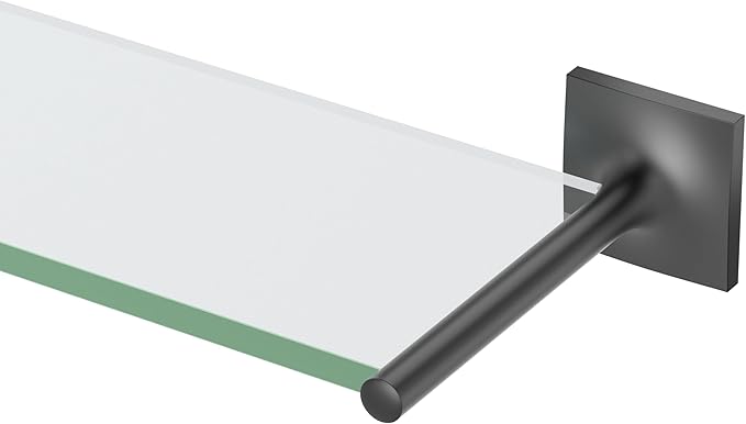 Gatco 5586MX Waterline Glass Shelf, Matte Black