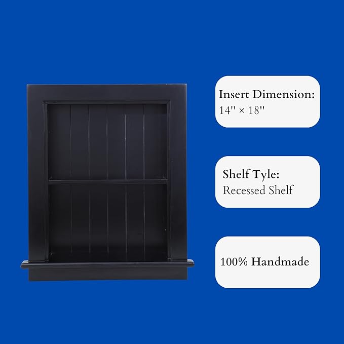 14 x 18 Medicine Cabinet Recessed, Wall Niche, Bathroom Wall Cabinet, 3-Tier, Between Studs Shelving for Drywall, Black