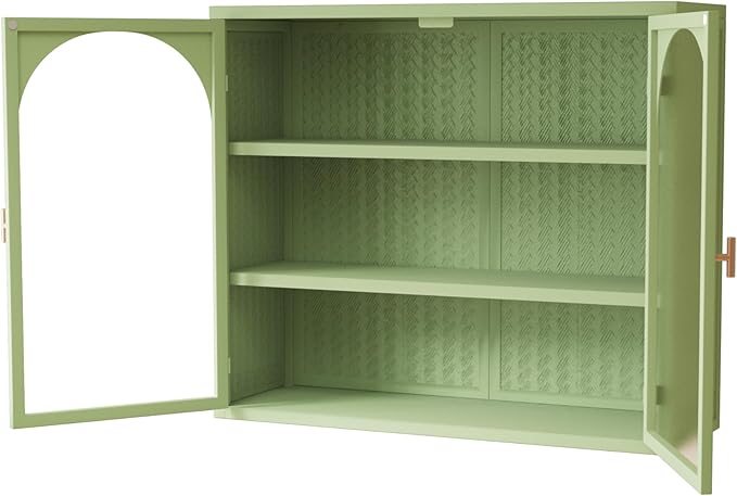 Medicine Cabinet,Medicine Cabinets for Bathroom with Glass Doors Shelf,Bathroom Cabinet Wall Mounted Wooden Bathroom Storage Cabinet Bathroom Cabinet Kitchen (Green3)