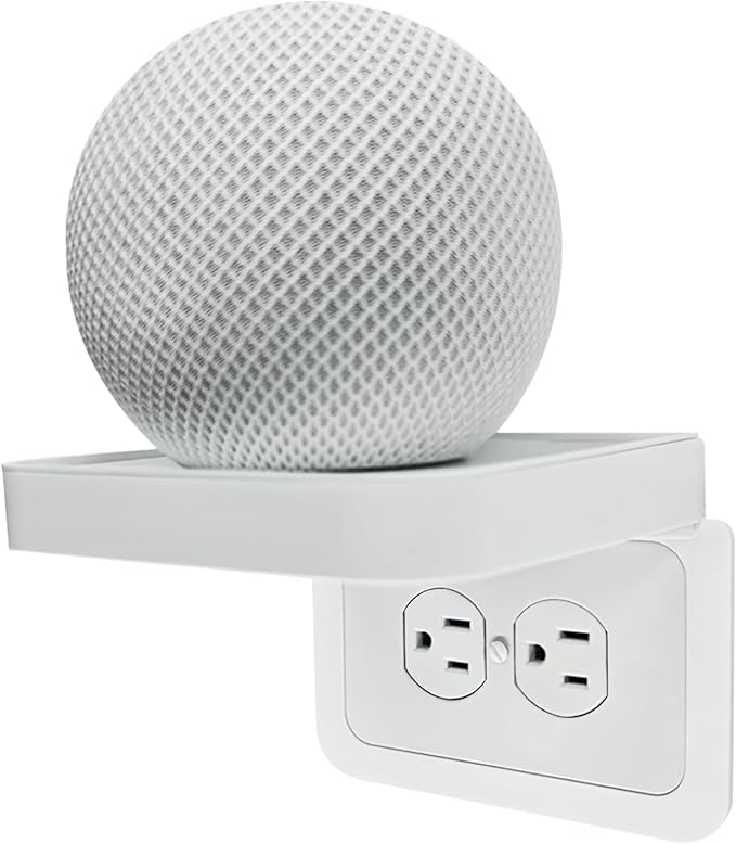 Wall Outlet Shelf,Bathroom Wall Shelves with Cord Storage,Smart Home Organizer,Wall Mount for Google Home,Homepod Mini,Echo DOT,Smartspeakers,Toothbrush (Standard-Horizontal)