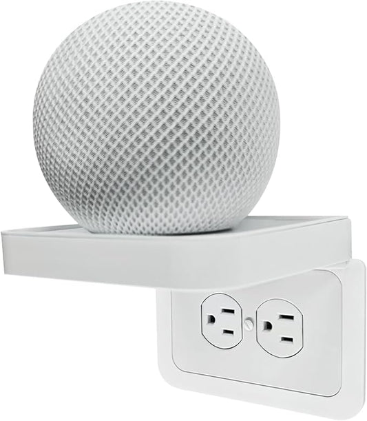 Wall Outlet Shelf,Bathroom Wall Shelves with Cord Storage,Smart Home Organizer,Wall Mount for Google Home,Homepod Mini,Echo DOT,Smartspeakers,Toothbrush (Standard-Horizontal)