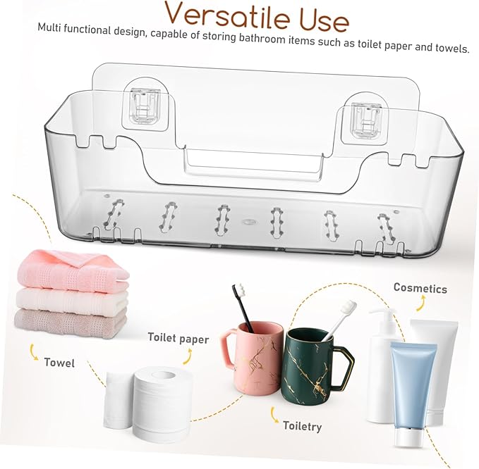 PRETYZOOM 2Pcs Floating Shelves for Bathroom No Drill Wall Storage Holder for Toilet Paper Towels Accessories Organizer for Easy Installation and Use