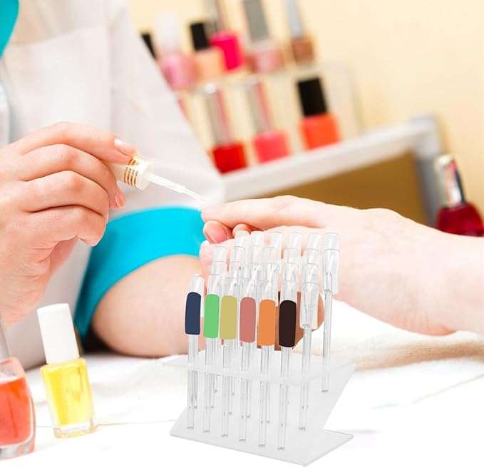 Nail Art Storage Rack 32 Hole Nail Tip Display Stand Manicure Polish Stand Rack False Display Tips Salon Storage Holder Easy Clean Surface