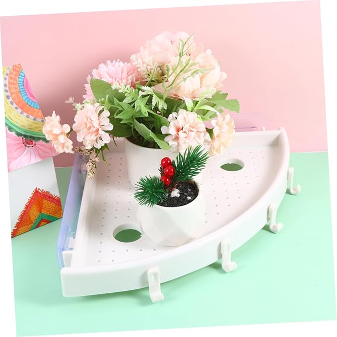 Triangle Bathroom Shelf with Suction Cup Traceless Storage Rack for Washing Supplies Easy-Clean Material Space-Saving Organizer for Home Decor White