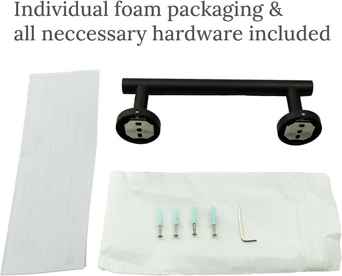 Modket 24 Inches Matte Black Towel Bar Bathroom Hardware 304 Stainless Steel Wall Mounted Kitchen Towel Holder Cloths Hanger