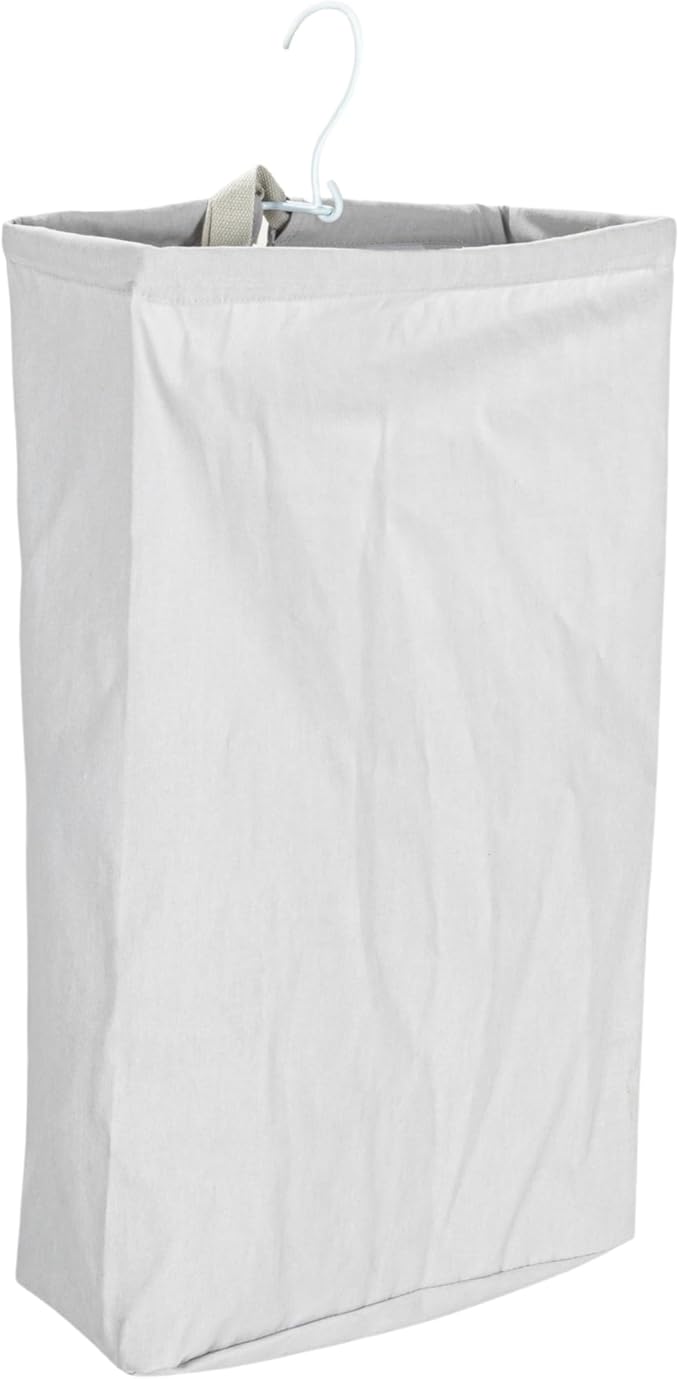 Household Essentials Door Hanging Laundry Bag, Washable Canvas Bag with Loop Handle, Holds Two Loads of Laundry, Great for Dorms and Small Spaces, Grey