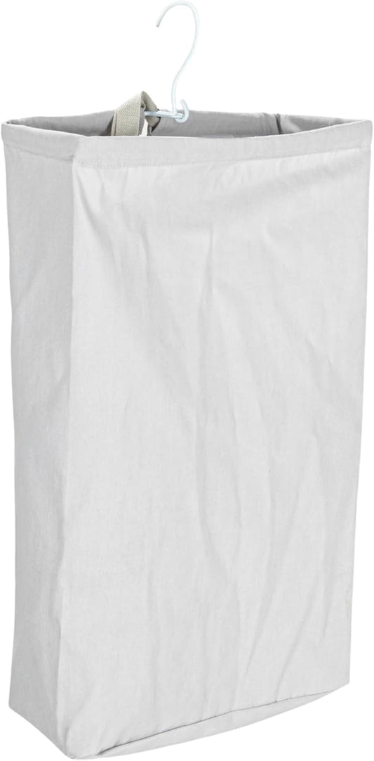 Household Essentials Door Hanging Laundry Bag, Washable Canvas Bag with Loop Handle, Holds Two Loads of Laundry, Great for Dorms and Small Spaces, Grey