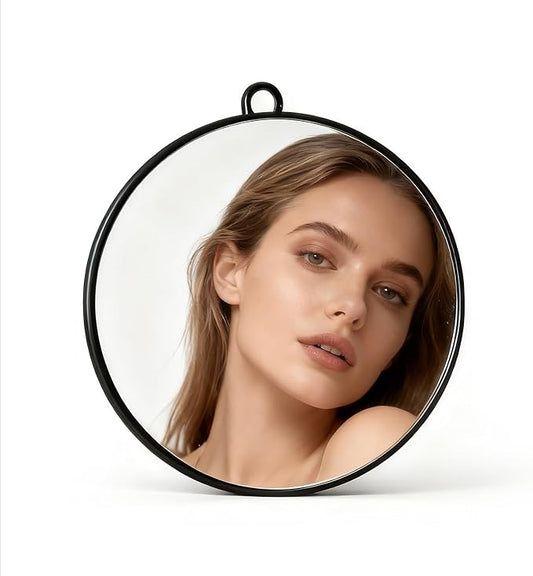 NOVAL Makeup Round Mirror, Black Round Barber & Salon Hand Mirror with Hanging Hook, Space-Saving Wall or Vanity Use