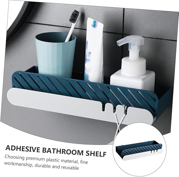 POPETPOP Toilet Bathroom Organizer Wall-Mounted Storage Rack Adhesive Shelf for Toiletries Small Space Storage