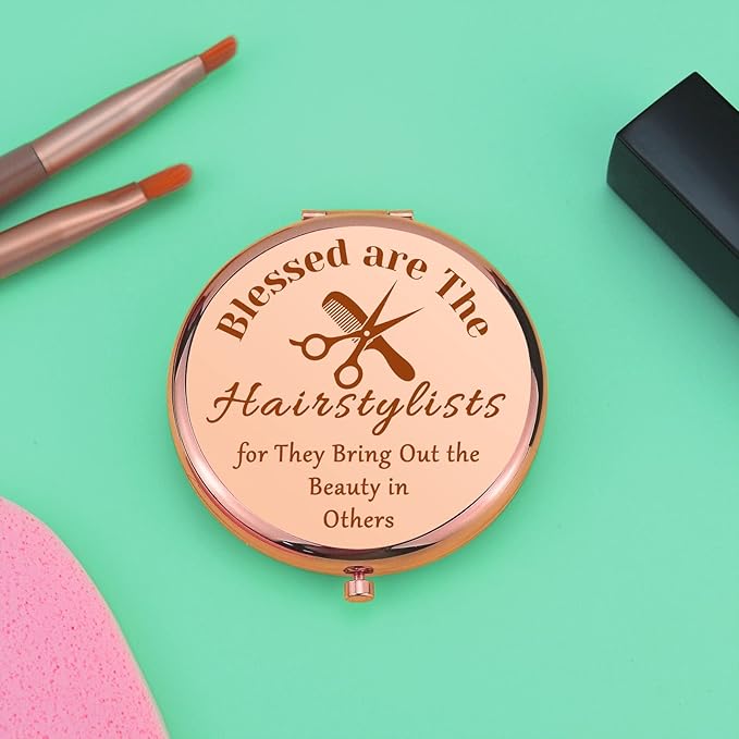 Funny Hair Stylist Gift Hairdresser Gift for Women Compact Makeup Mirror for Salon Stylists Esthetician Barber Gifts for Women Hairstylist Gift Ideas Thank You Gift Folding Makeup Mirror for Her
