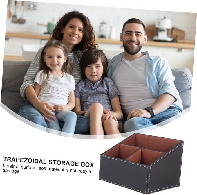 Uonlytech Trapezoidal Storage Sundries Case Creative Desktop Organizer Home Storage Box Filing Boxes Lids Leather Flannelette Lining