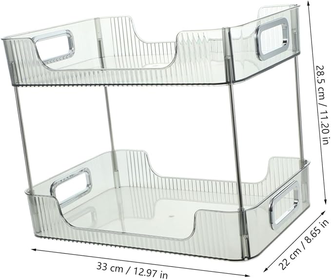 2-Tier Bathroom Organizer Storage Shelf Grey Double-Layer Countertop Makeup Display Rack Multi-Purpose Toiletry Organizer for Bathroom and Dressing Table