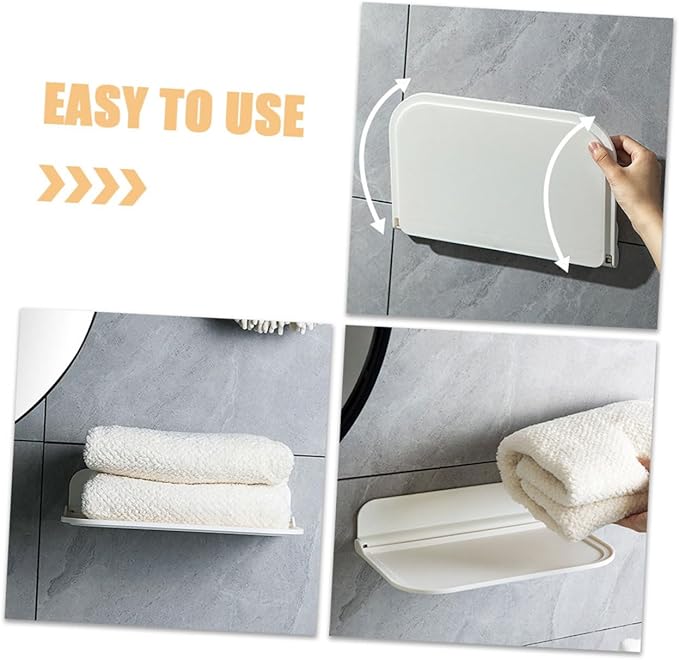 VALICLUD 2pcs Foldable Wall Shelves for Bathroom Space-Saving Storage Rack PP Material Compact Folding Stand Wall Mounted Organizer for Towels Soap Tissue Easy to Clean and Sturdy Design