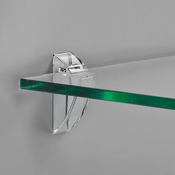 Glass Shelves - Tempered Safety Glass Shelves for Bathroom, Choose Over 20 Shelf Brackets and Multiple Shelf Sizes - Clip Style - 15.7 x 4.7 in - Transparent