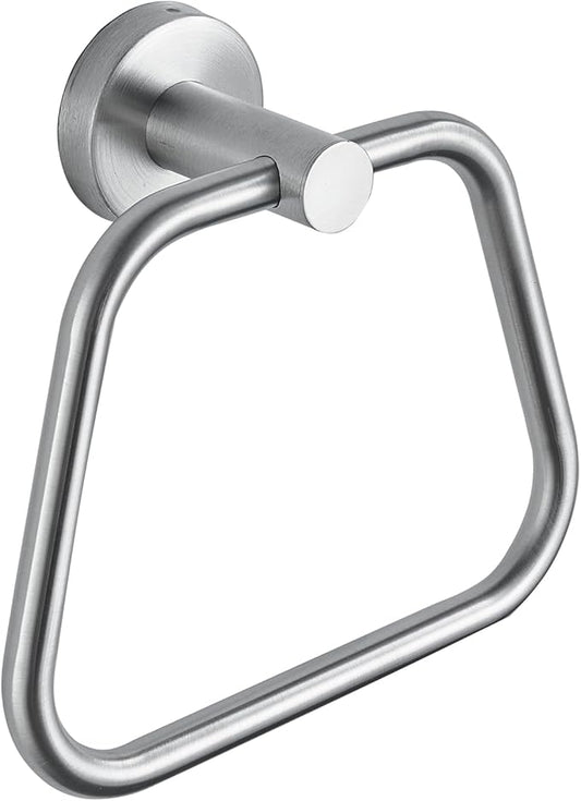 Bath Towel Ring, Bathroom Hardware Towel Holder, Chrome Towel Ring for Bathroom, Modern Trapezoid Wall Mounted Towel Hanger, 304 Stainless Steel (Brushed Nickel)