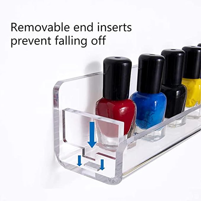 HESIN Acrylic Nail Polish Organizer Wall Mounted Nail Polish Display Racks 4 Pack Essential Oil Stand Holder Home Organizer