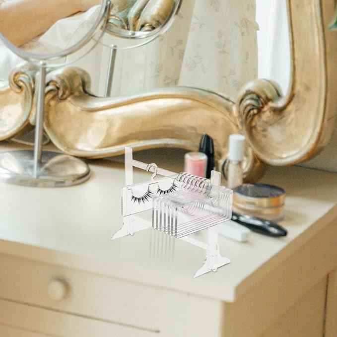 Acrylic Lash Storage Organizer Transparent Eyelash Display Rack Hanger Shape Compact Portable Lash Holder for False and Grafted Lashes Travel and Home Use