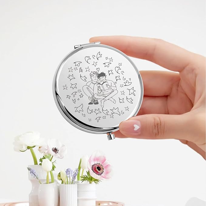KEYCHIN Nick and Charlie Pocket Mirror LGBT Pride Gifts Compact Makeup Mirror for TV Show Fans (Hi Leaves-S)