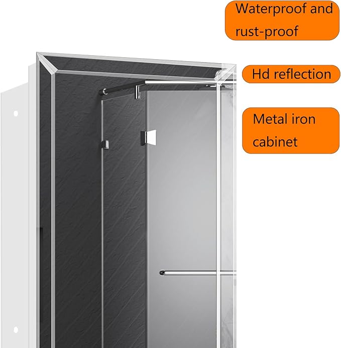 Frameless Bathroom Medicine Cabinet with Beveled Edge Mirror,Surface/Recessed Mount Vanity Storage Cabinet for Bathroom,24x36 Inch