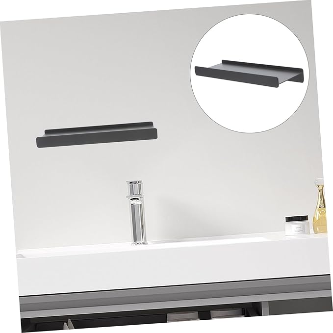 Luxshiny Aluminum Alloy Bathroom Shelf Floating Wall Mounted Organizer for Mirror Front Storage Space-Saving Rack for Makeup and Grooming Essentials Modern Minimalist Design