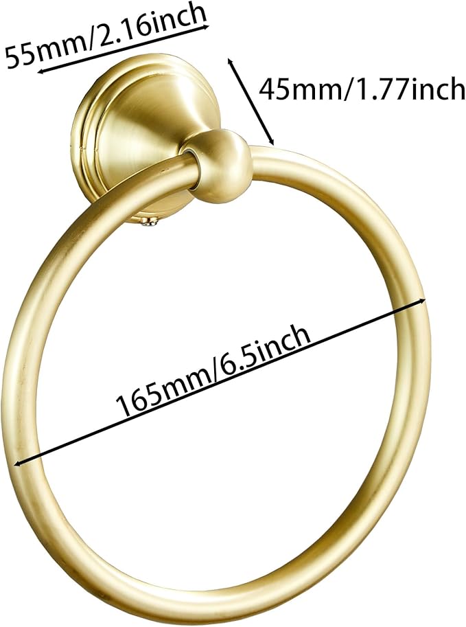 Towel Ring for Bathroom, Brusehd Light Gold Hand Towel Holder 1 Pack, Bathroom Accessories and Towel Racks for Bathroom Wall Mount