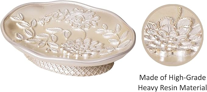 Zahari Home 4pc Rose Vine Bathroom Accessories Sets Lotion Pump, Tumbler, Tooth Brush Holder and Soap Dish Unique Design Beige Bathroom Set