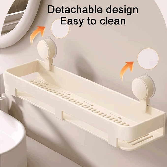 Removable Aluminum Bathroom Shelf Wall Mounted Shelf Suction Cup Removable Bathroom Shelf Widened Bathroom Rack Large Capacity